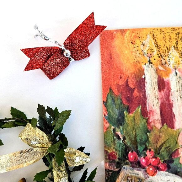 Vintage Hankie Instant Christmas Collection Wood Ornament Decor Bundle - Picture 14 of 15